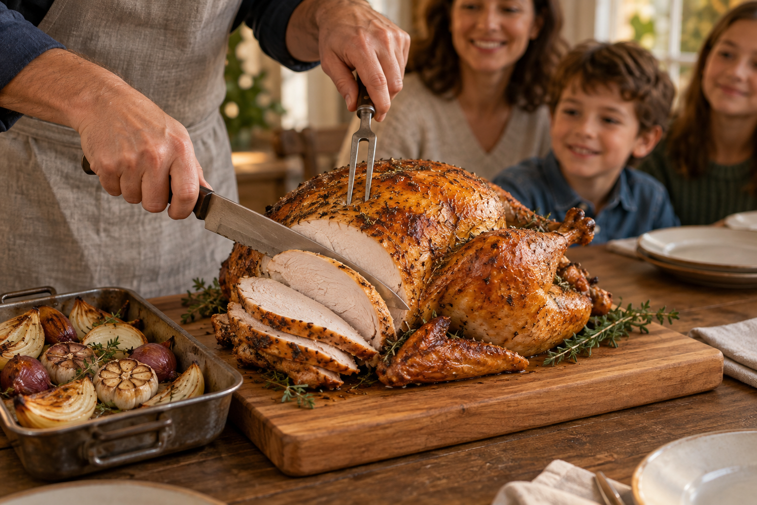 Carved turkey portions ready for a holiday meal