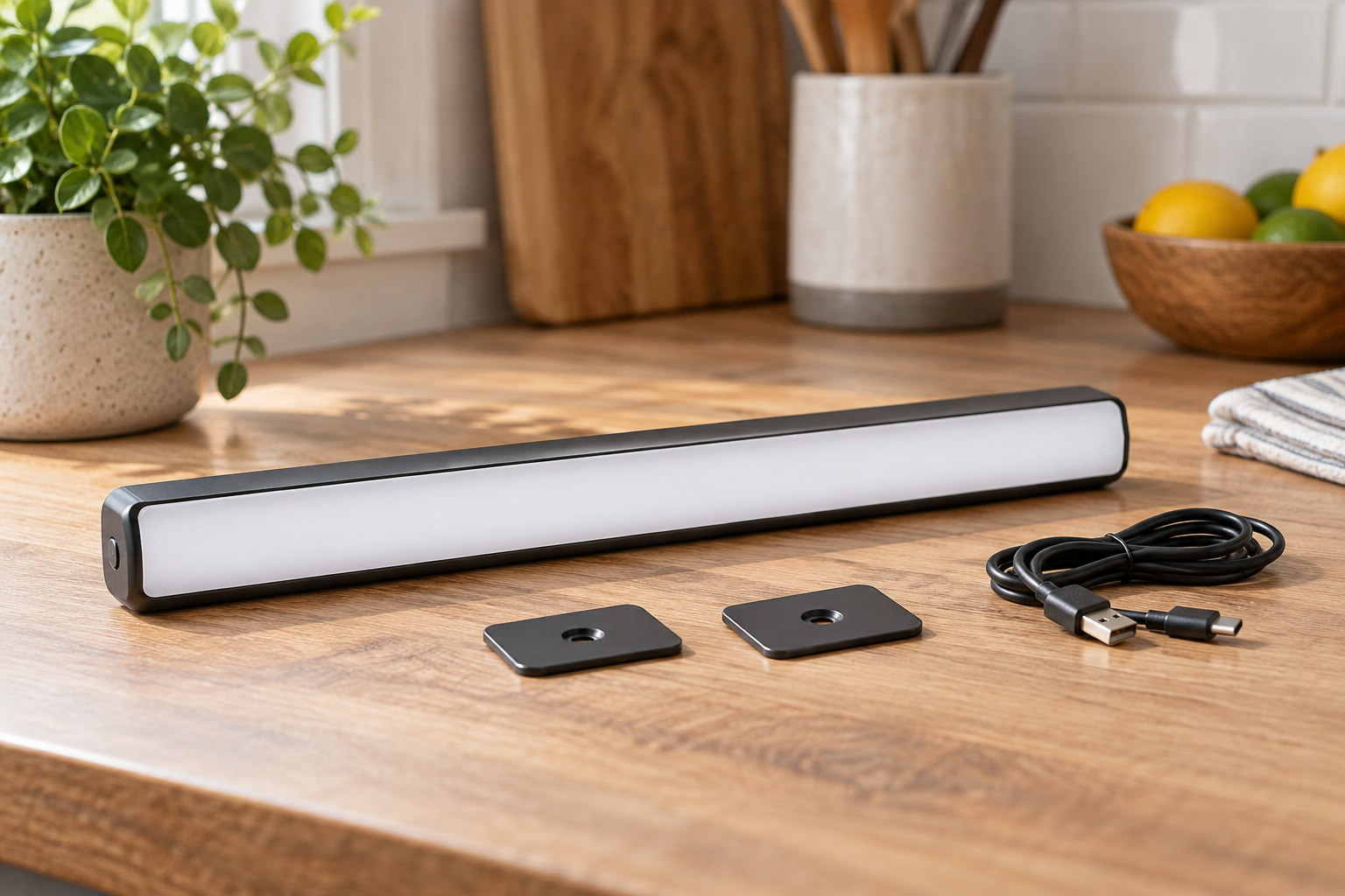 Generic detached light bar, mounting plates and charging lead.